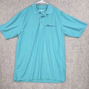 Paragon Mens Aqua Blue Embroidered Polo Shirt Size L 100% Polyester Comfortable